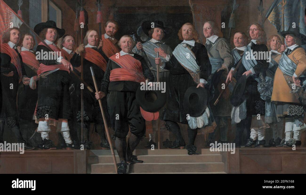 Officers and standard-bearers of the Old Militias, by Caesar van Everdingen. Stock Photo