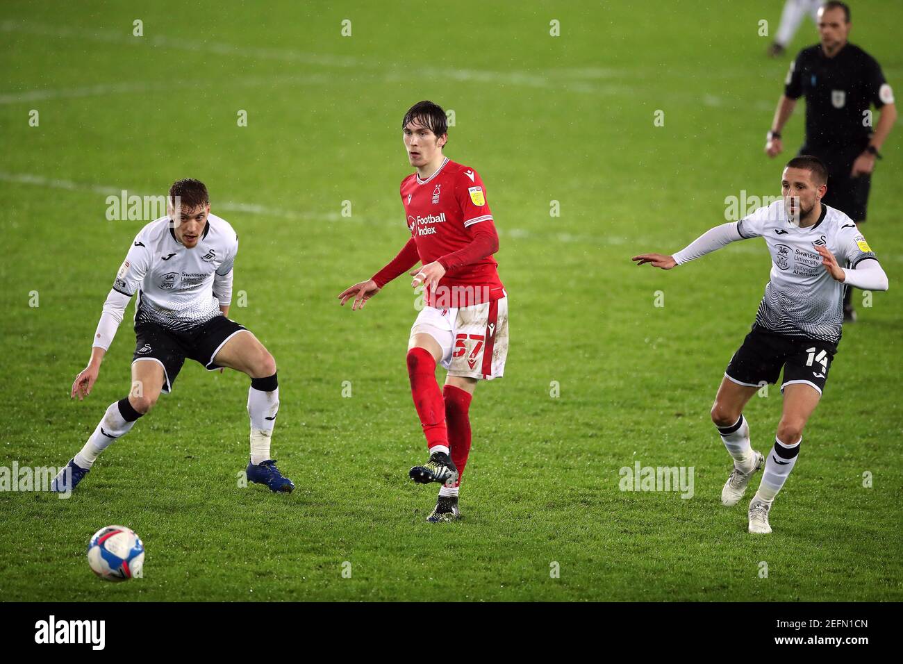 Nottingham Forest S James Garner Centre During The Sky Bet Championship Match At The Liberty Stadium Swansea Picture Date Wednesday February 17 2021 Stock Photo Alamy