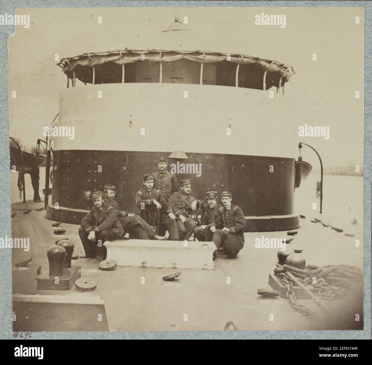 Officers on deck of monitor Saugus, James River, Virginia Stock Photo ...