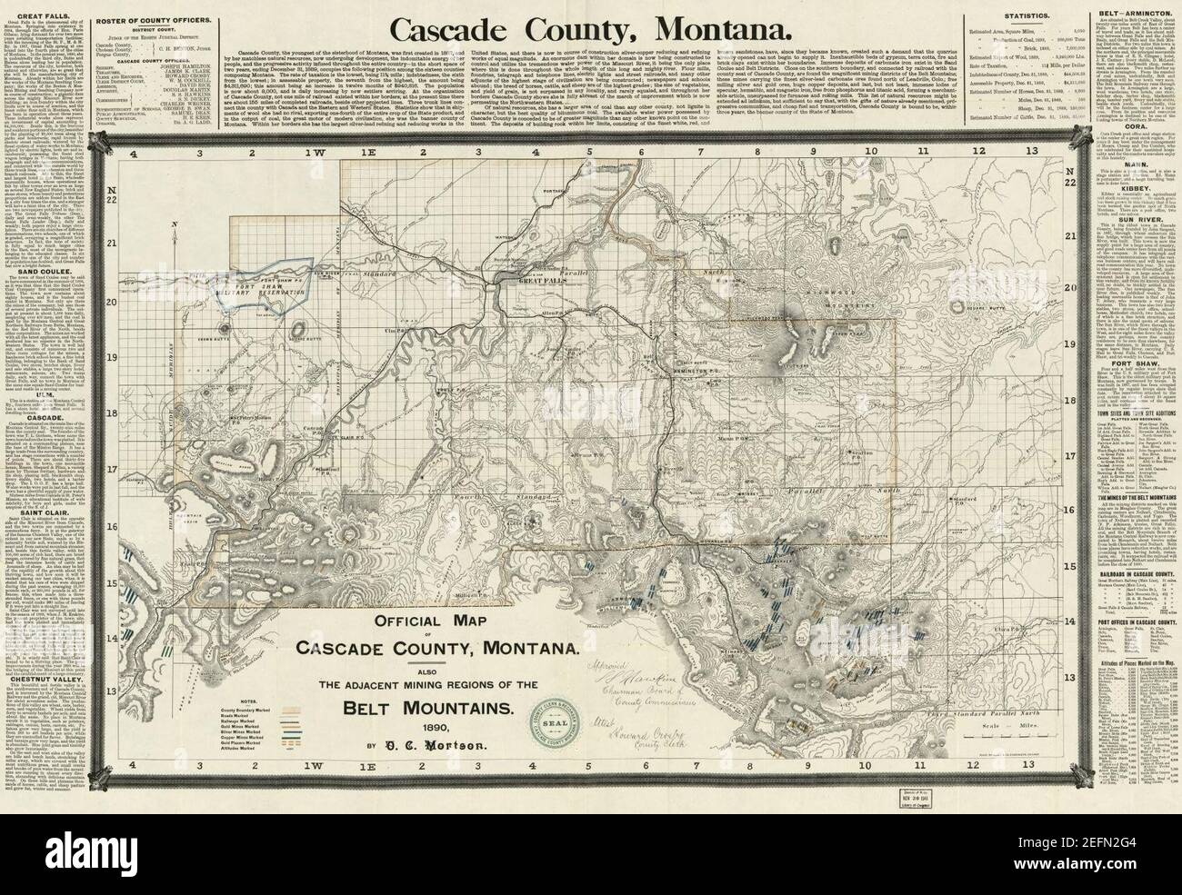Official map of Cascade County, Montana also the adjacent mining regions of the Belt Mountains