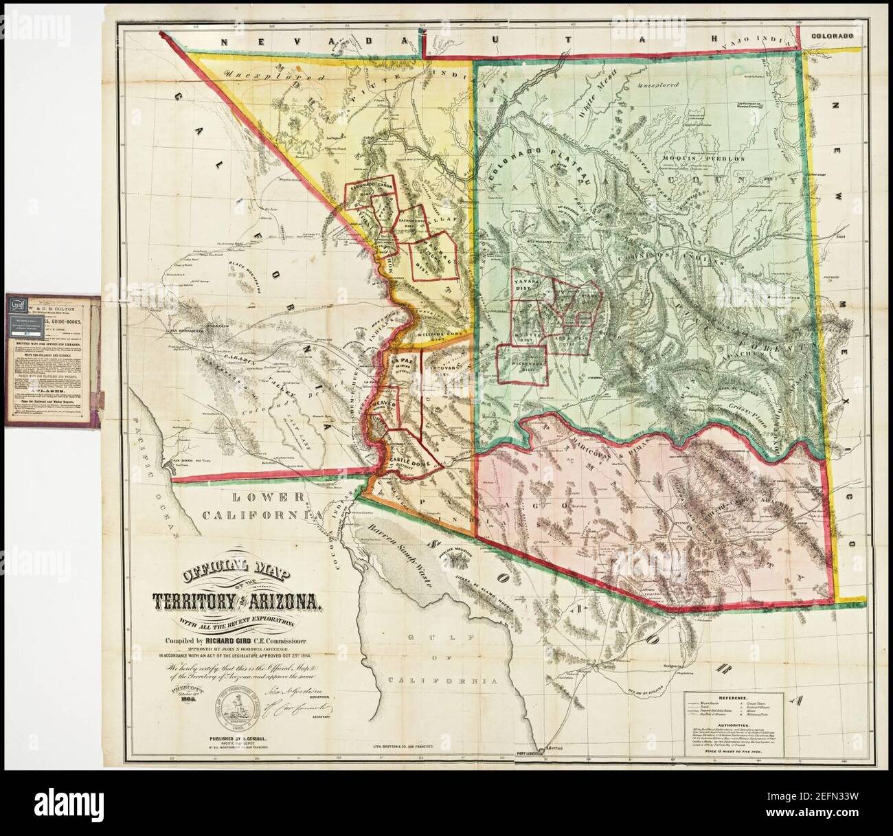 Official map of the Territory of Arizona Stock Photo - Alamy