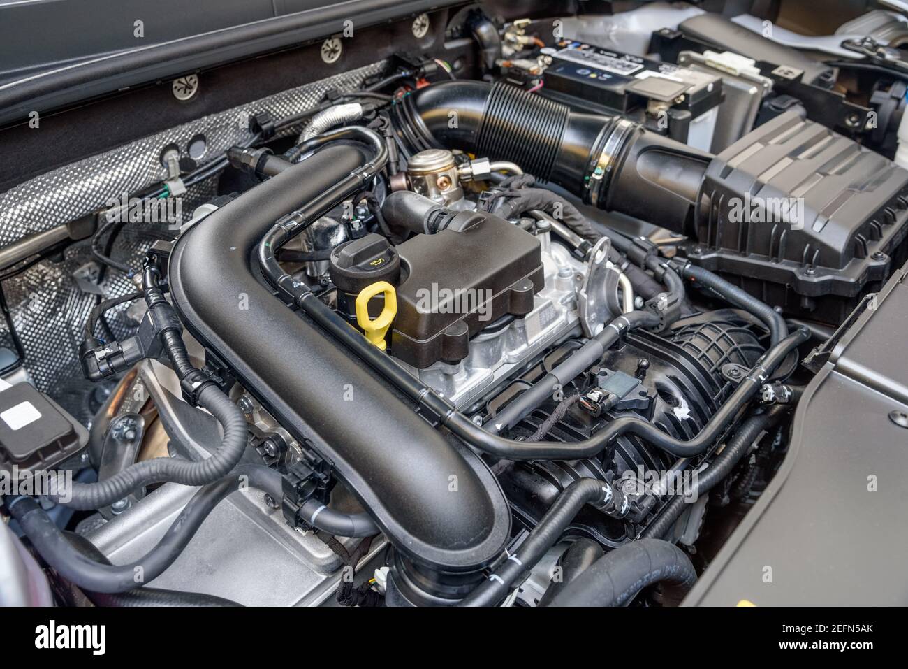 Detail of modern internal combustion car engine Stock Photo