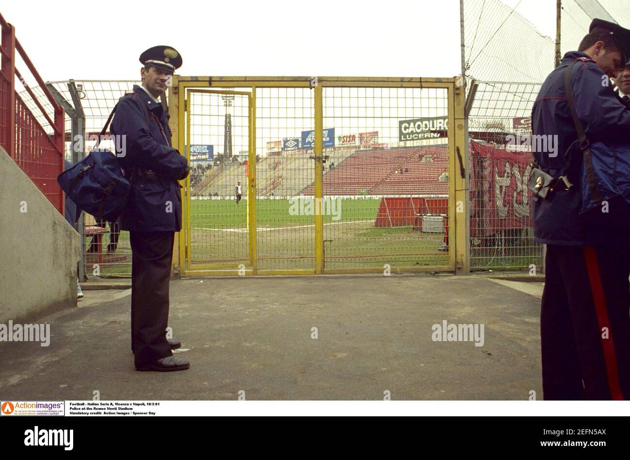 Football - Italian Serie A, Vicenza v Napoli, 10/3/01  Police at the Romeo Menti Stadium  Mandatory credit:  Action Images / Spencer Day Stock Photo