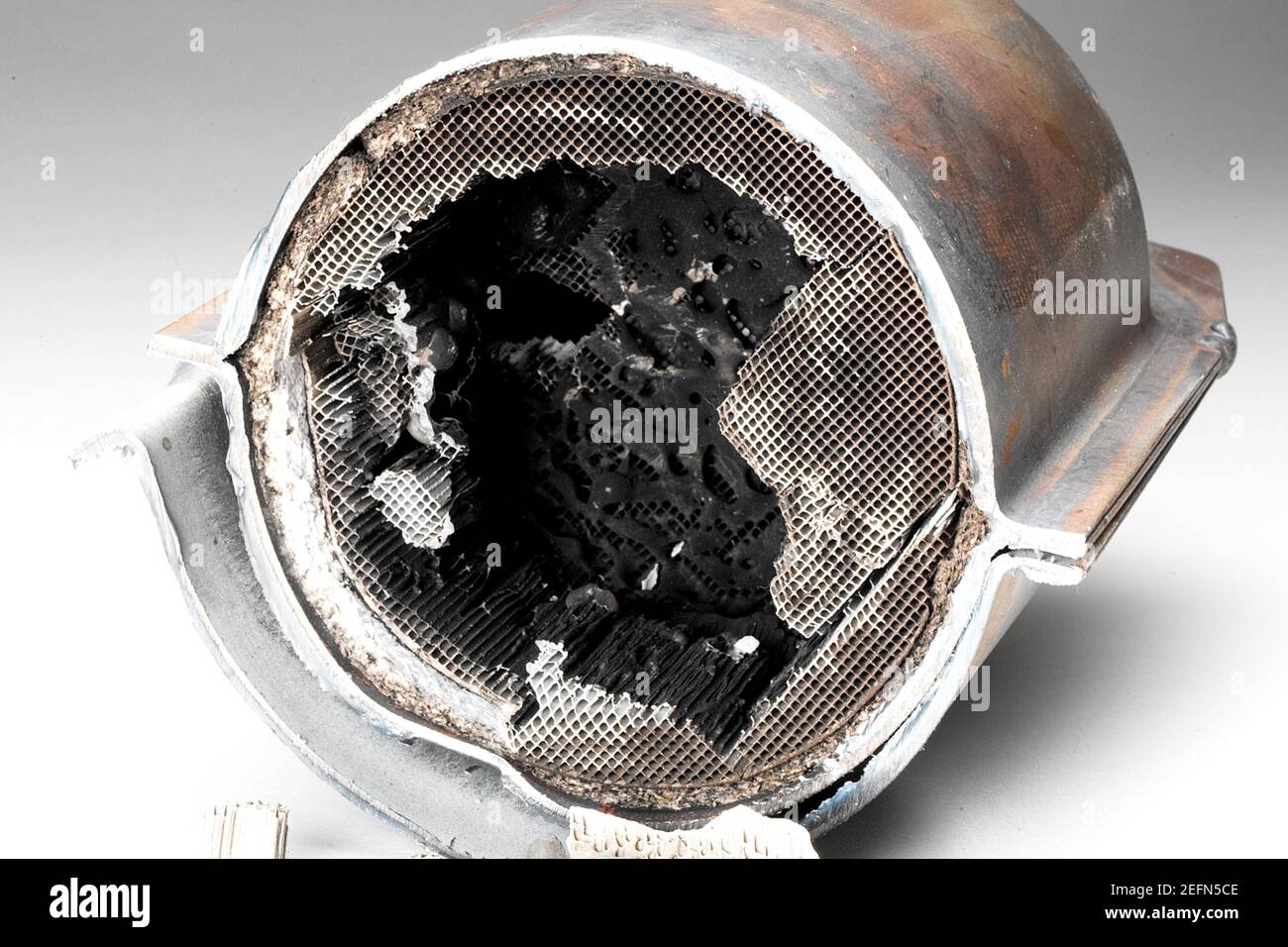 Cut muffler car with a platinum catalyst. Muffler of the exhaust system