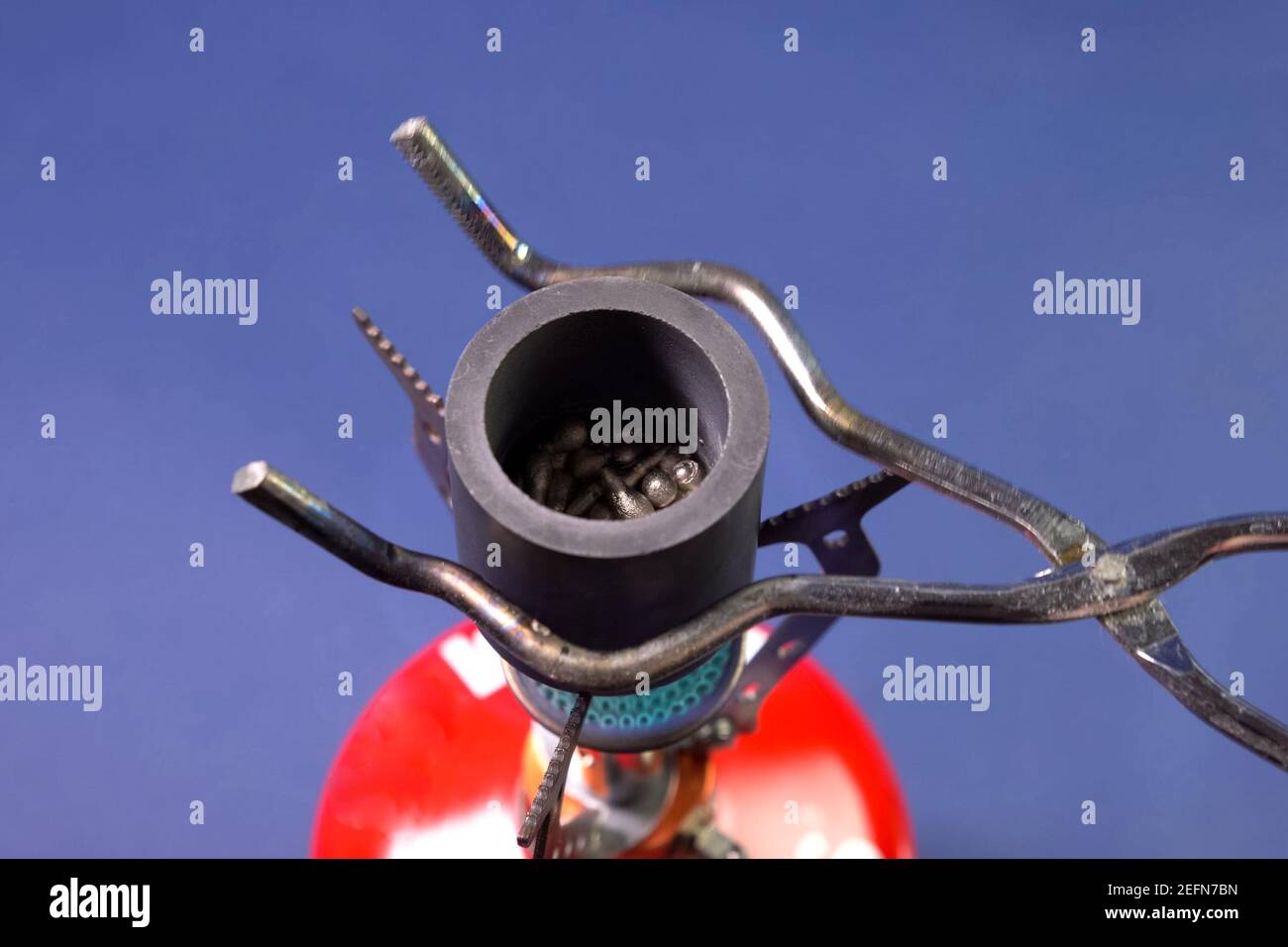 a Lead melting, molten lead metal samples Stock Photo Alamy