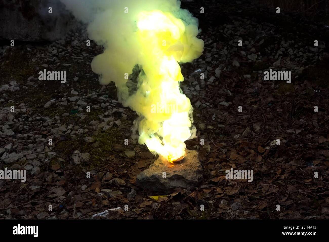 a smoke from burning zinc, chemical experiments Stock Photo Alamy