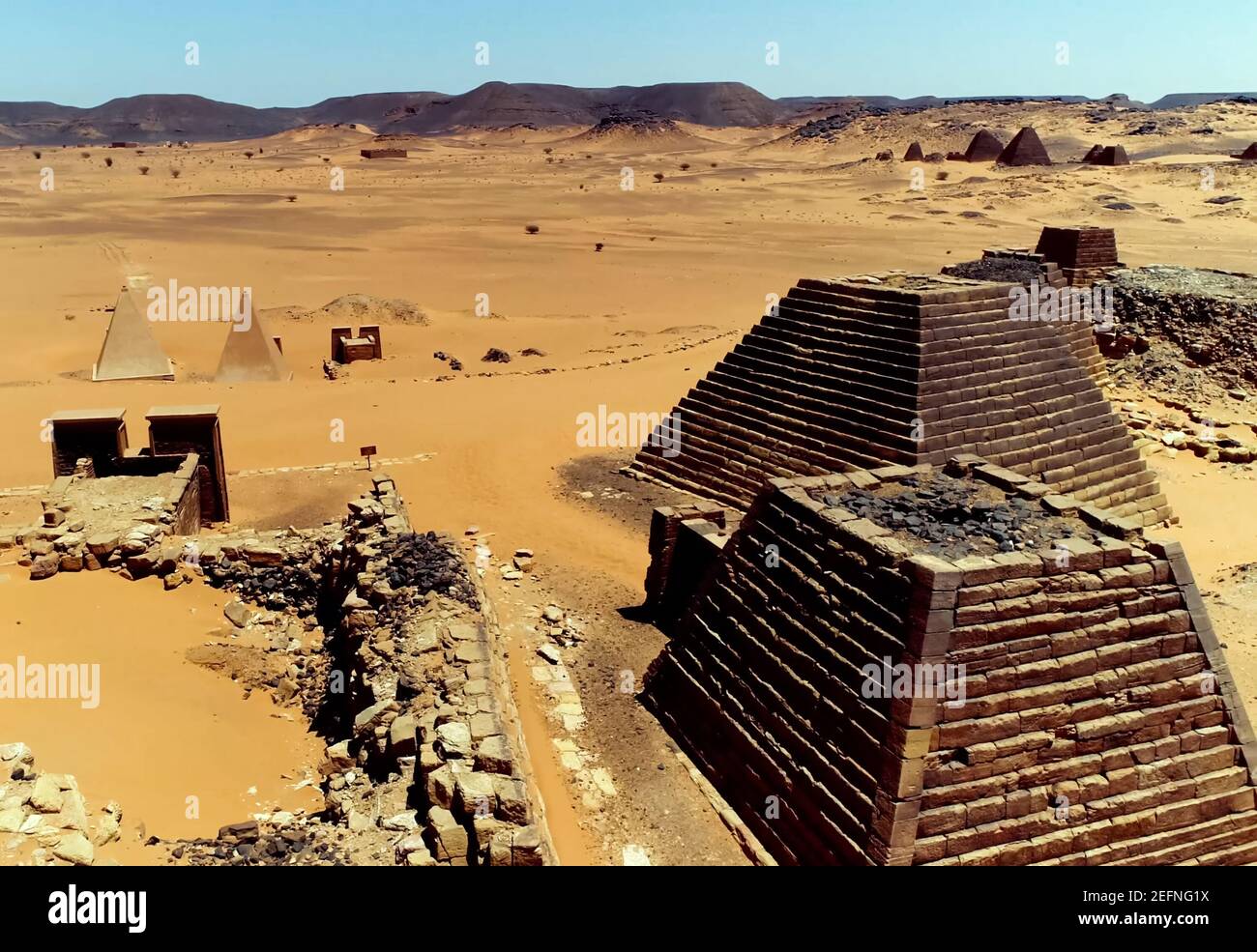 Pyramids in Sudan, built by the rulers of the kingdom of Kush Stock