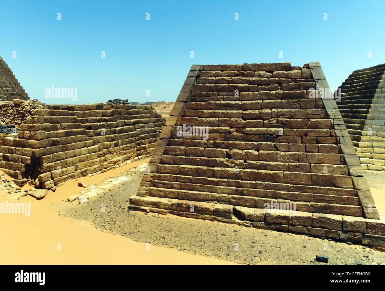 Pyramids in Sudan, built by the rulers of the kingdom of Kush Stock