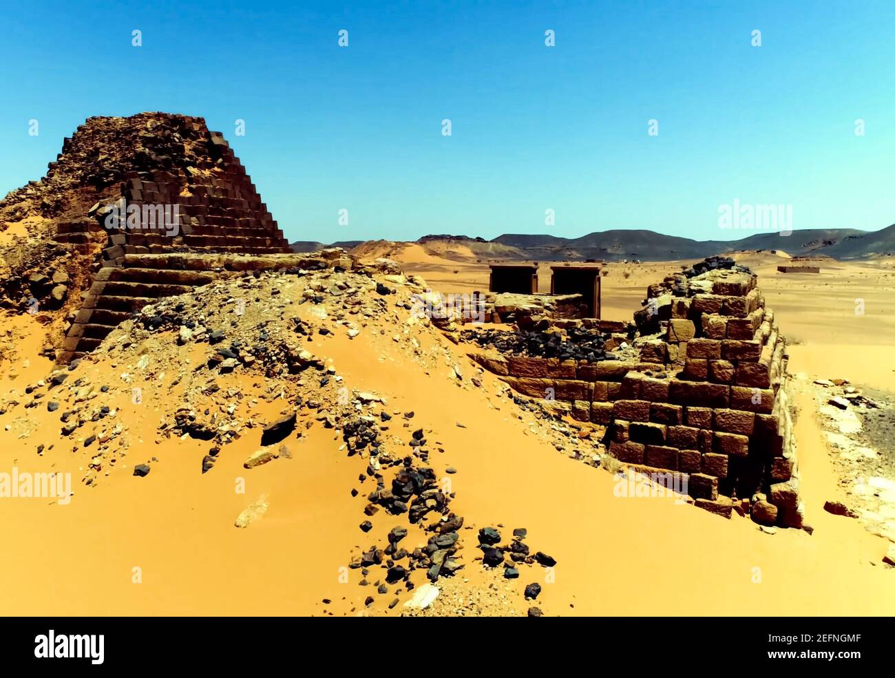 Pyramids in Sudan, built by the rulers of the kingdom of Kush Stock