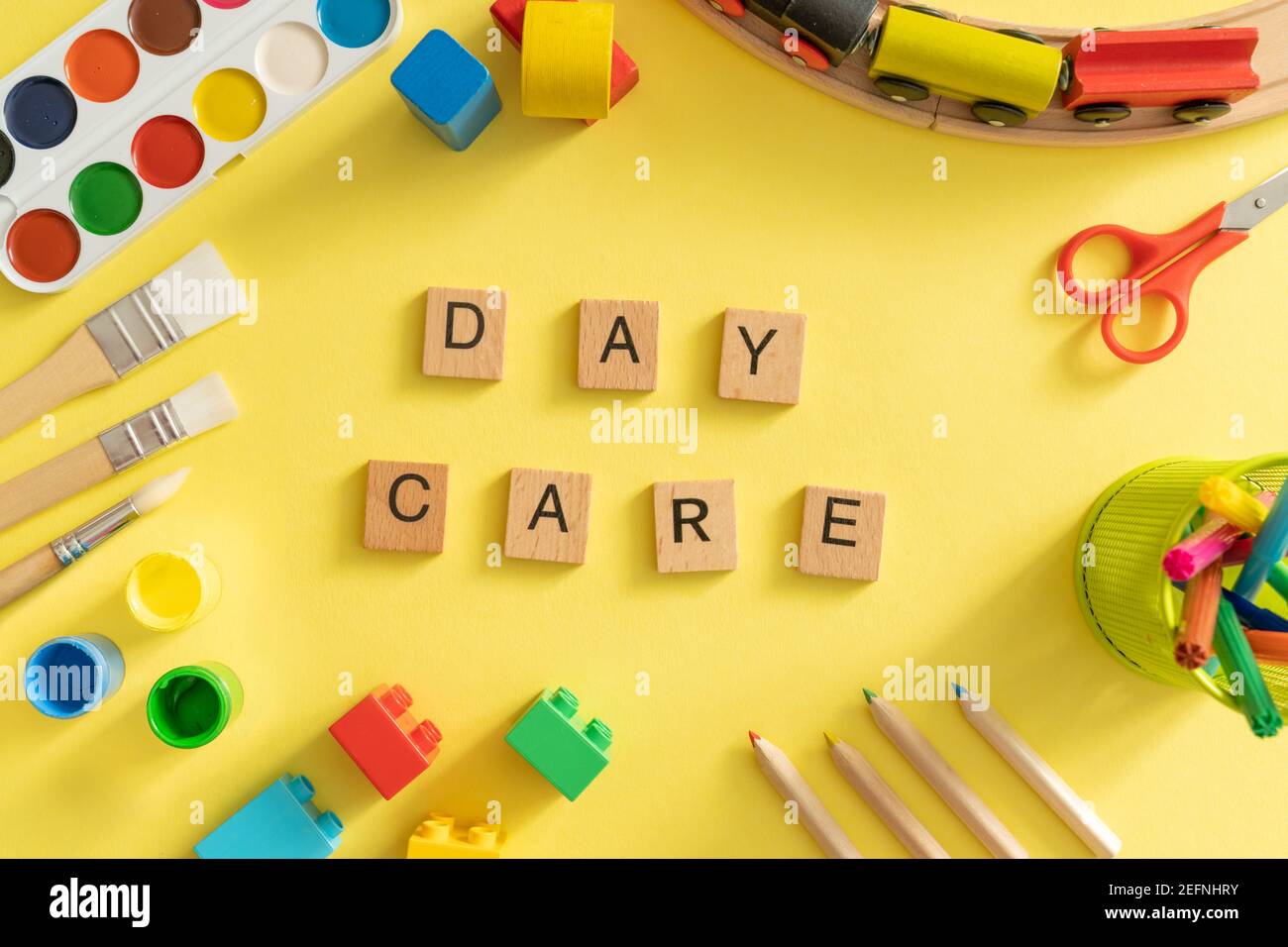 Day care concept - toy and art supply Stock Photo