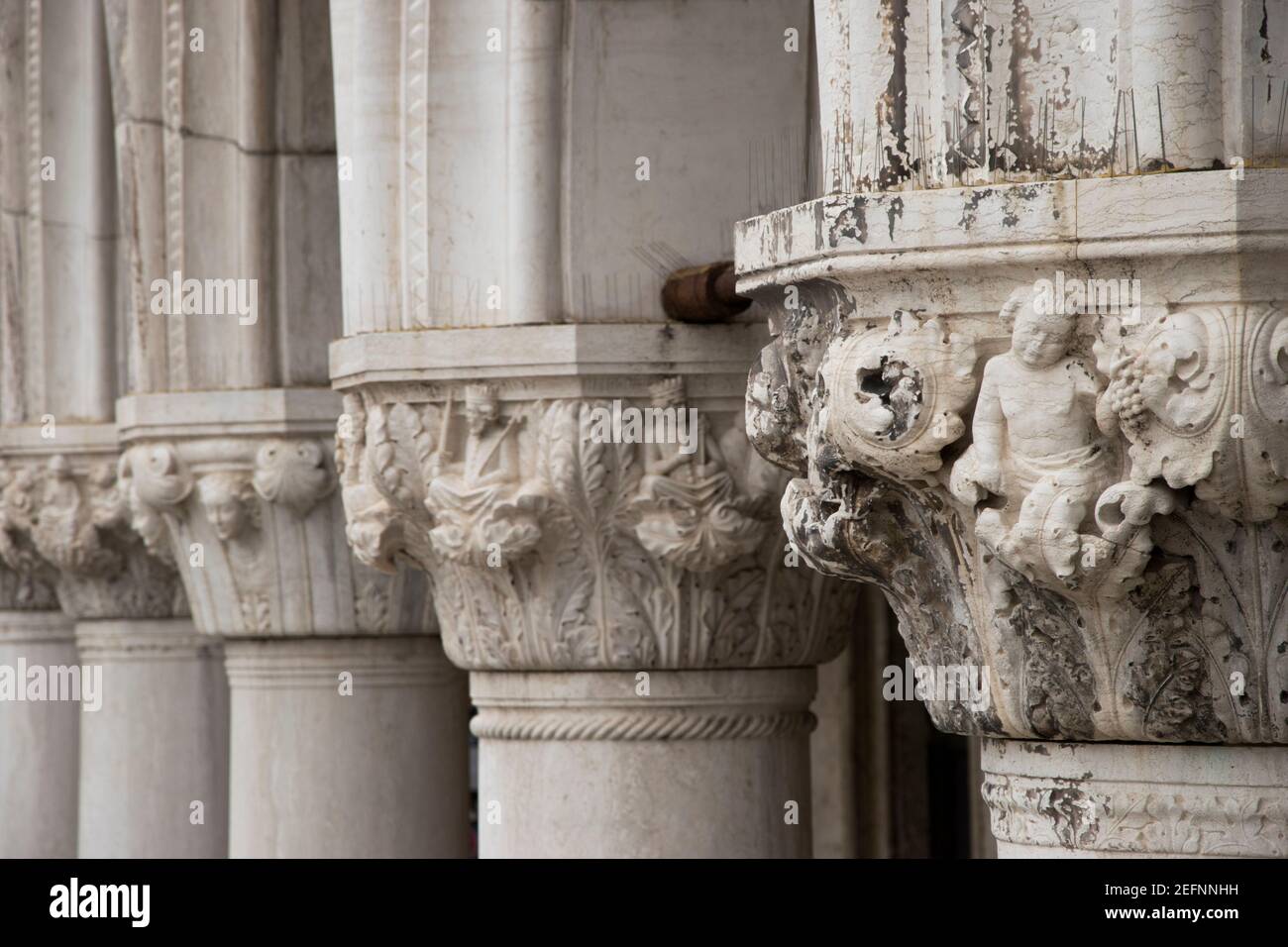 Doge's Palace in Venice, architectural detail capital, Italy, Europe. Stock Photo