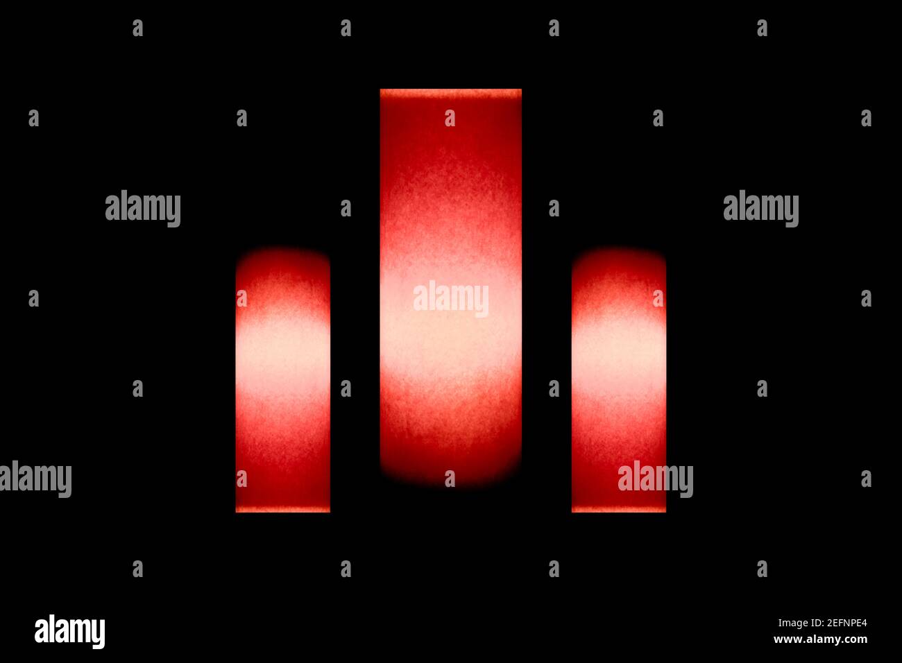 Three multi colors light in to an isolated black background that was made in white paper out of the bulb Stock Photo