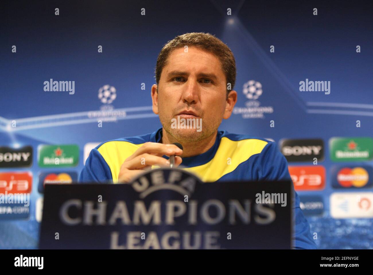 Football Villarreal Press Conference El Madrigal Stadium Villarreal Spain 11 12 1 11 11 Villarreal Coach Juan Carlos Garrido Mandatory Credit Action Images Lee Smith Stock Photo Alamy