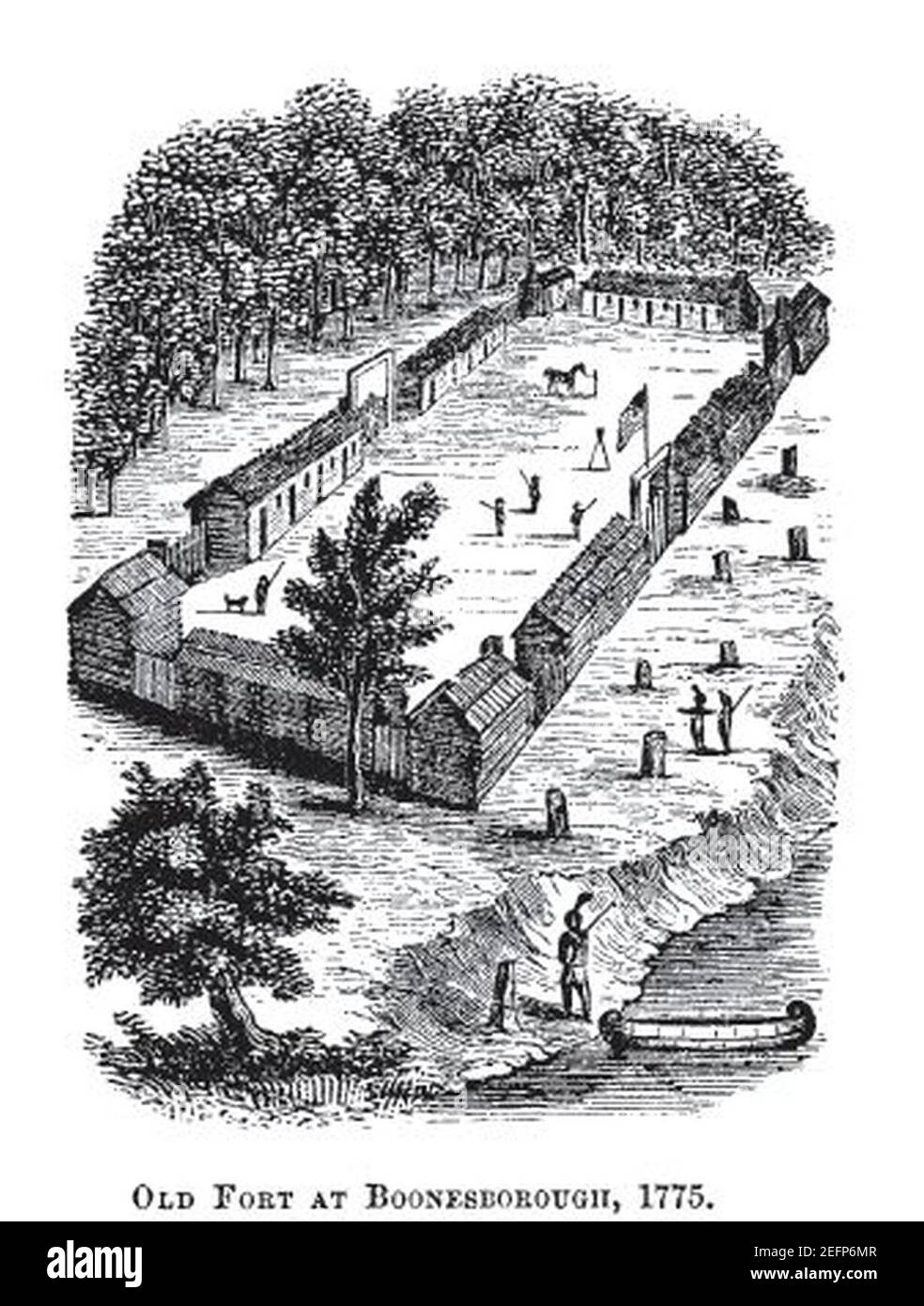 Old Fort at Boonesborough, 1775. Stock Photo
