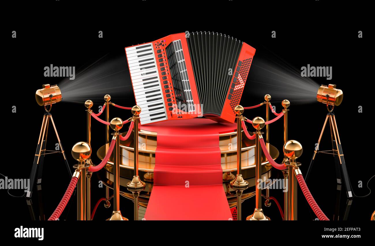 Podium with piano accordion, 3D rendering isolated on black background  Stock Photo - Alamy