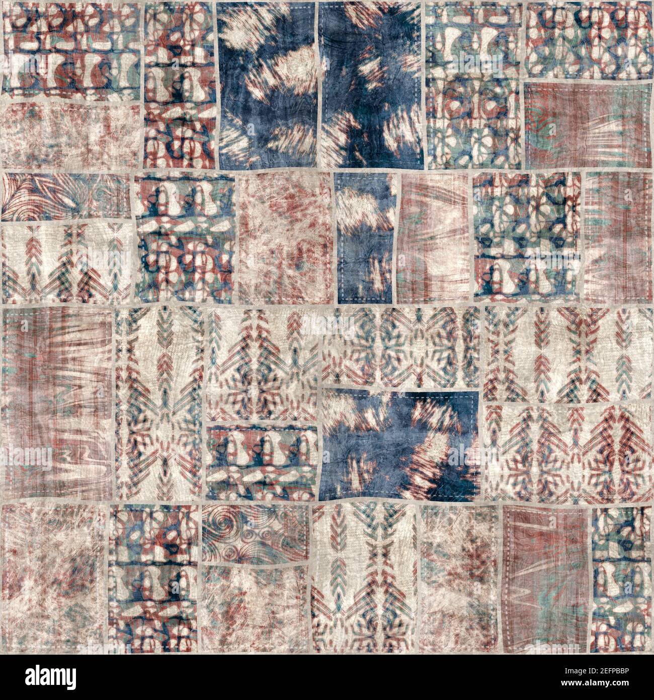 Seamless patchwork collage mix quilt pattern print Stock Photo - Alamy