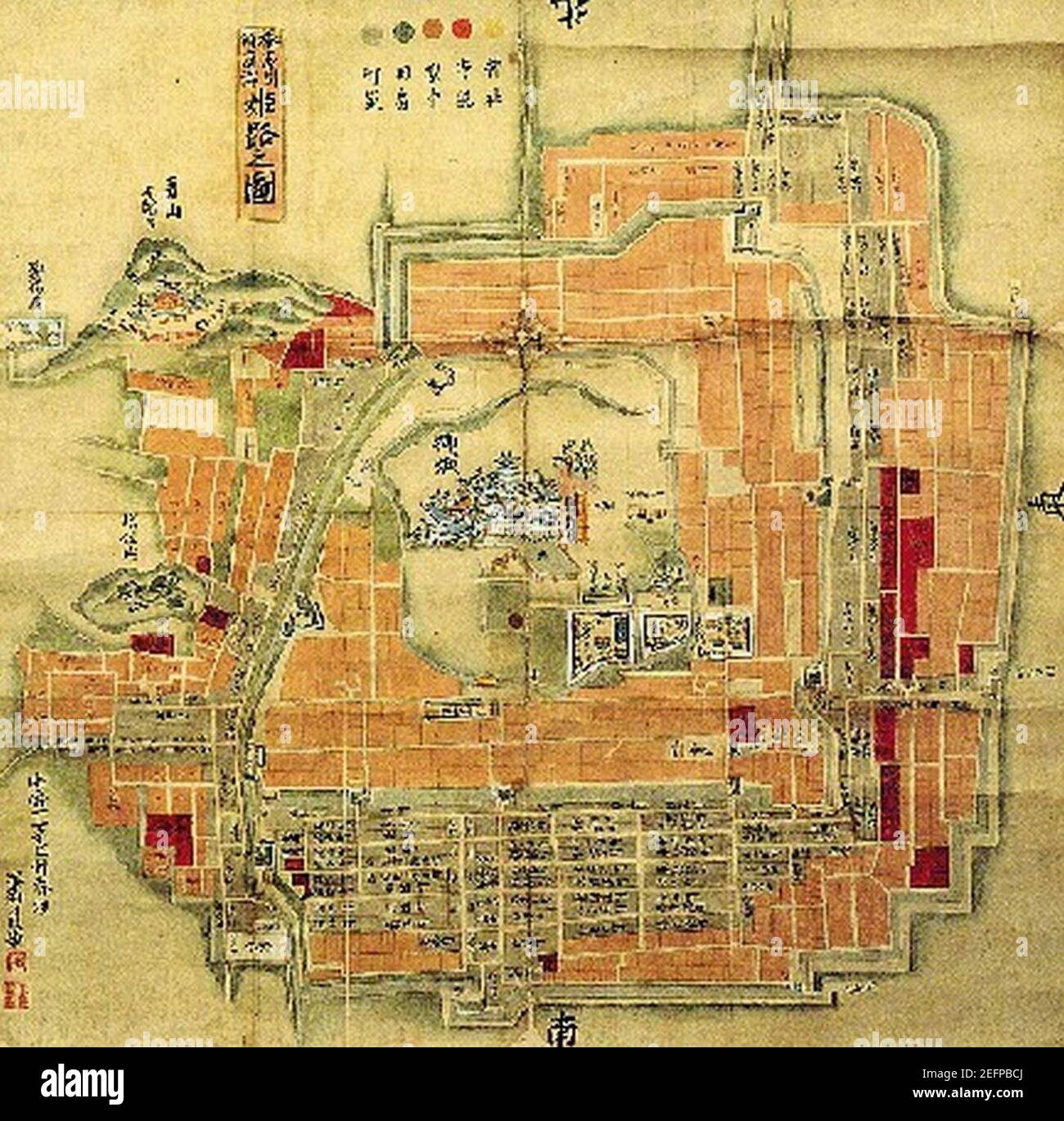 Old map of Himeji castle Stock Photo Alamy
