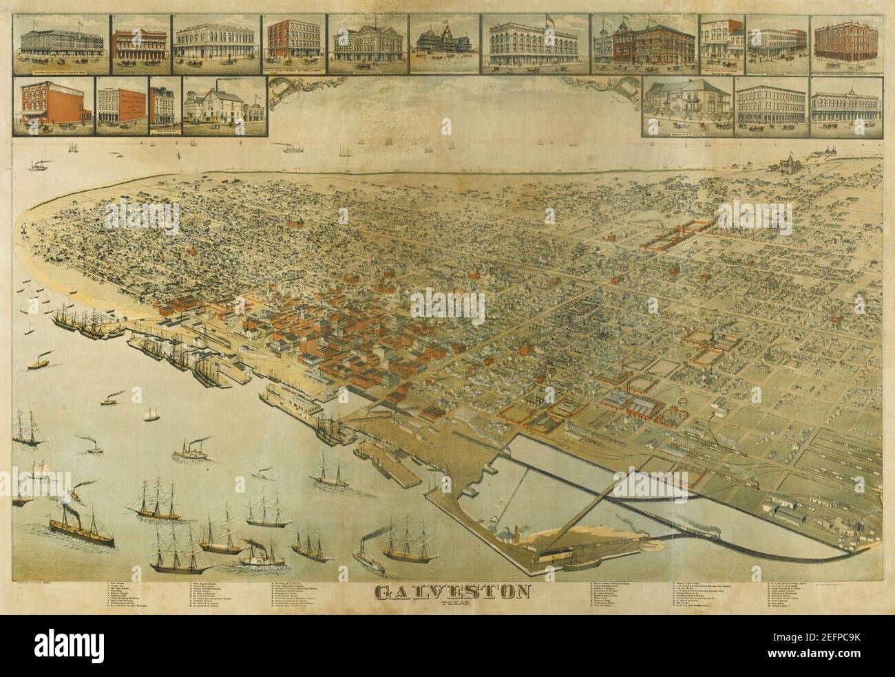 Old map of galveston hi-res stock photography and images - Alamy