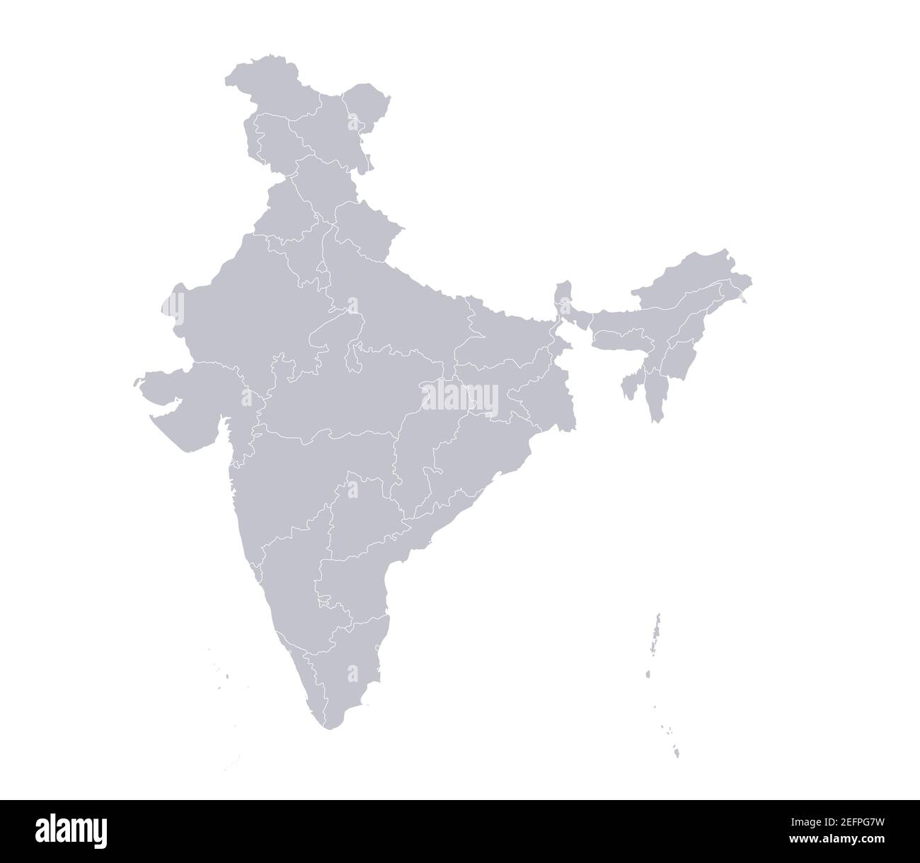 Infographics of India map, individual regions blank Stock Photo