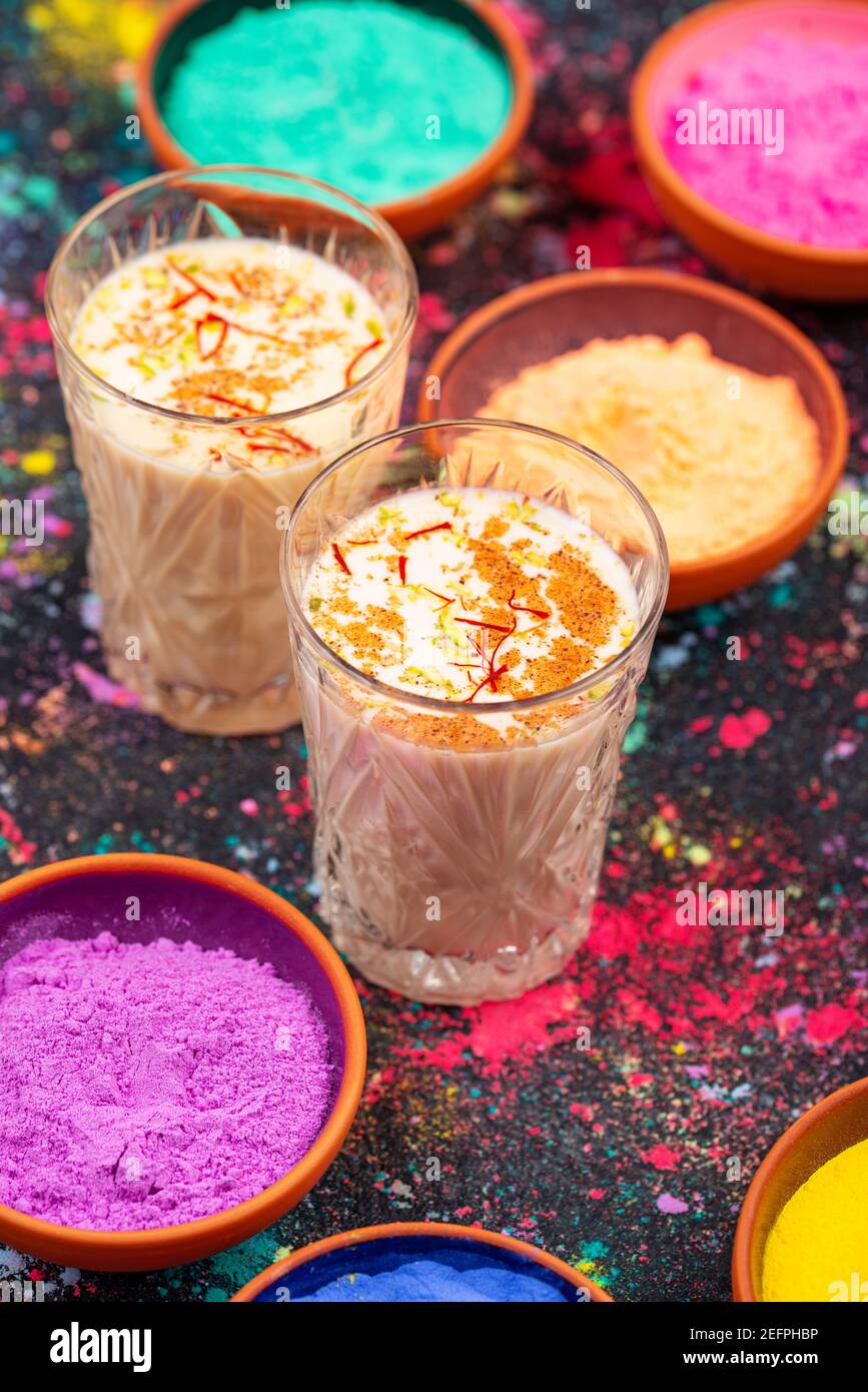 Traditional Indian drink thandai with saffron Stock Photo Alamy