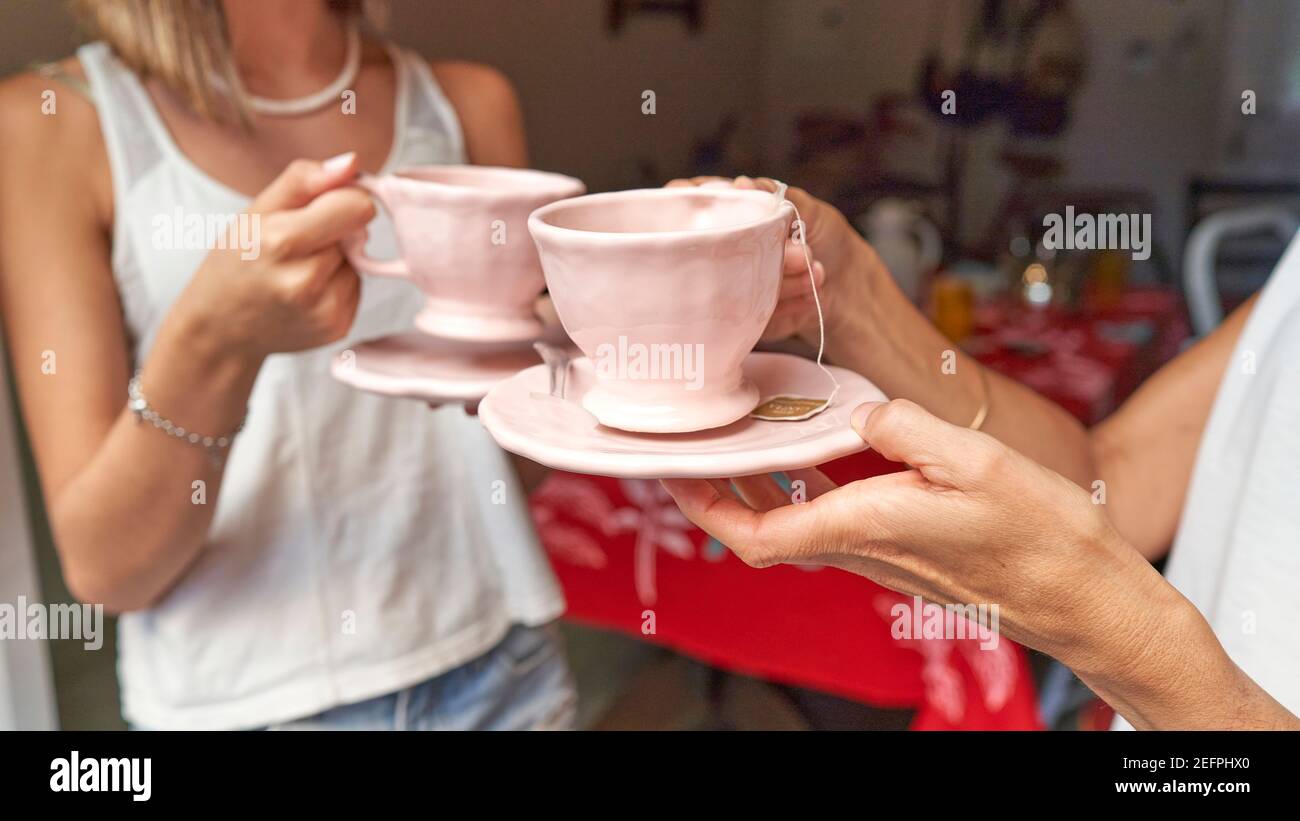 https://c8.alamy.com/comp/2EFPHX0/two-women-with-cup-of-tea-in-hands-wearing-in-living-room-best-friends-enjoying-morningcloseup-of-womans-hands-holding-a-cup-2EFPHX0.jpg