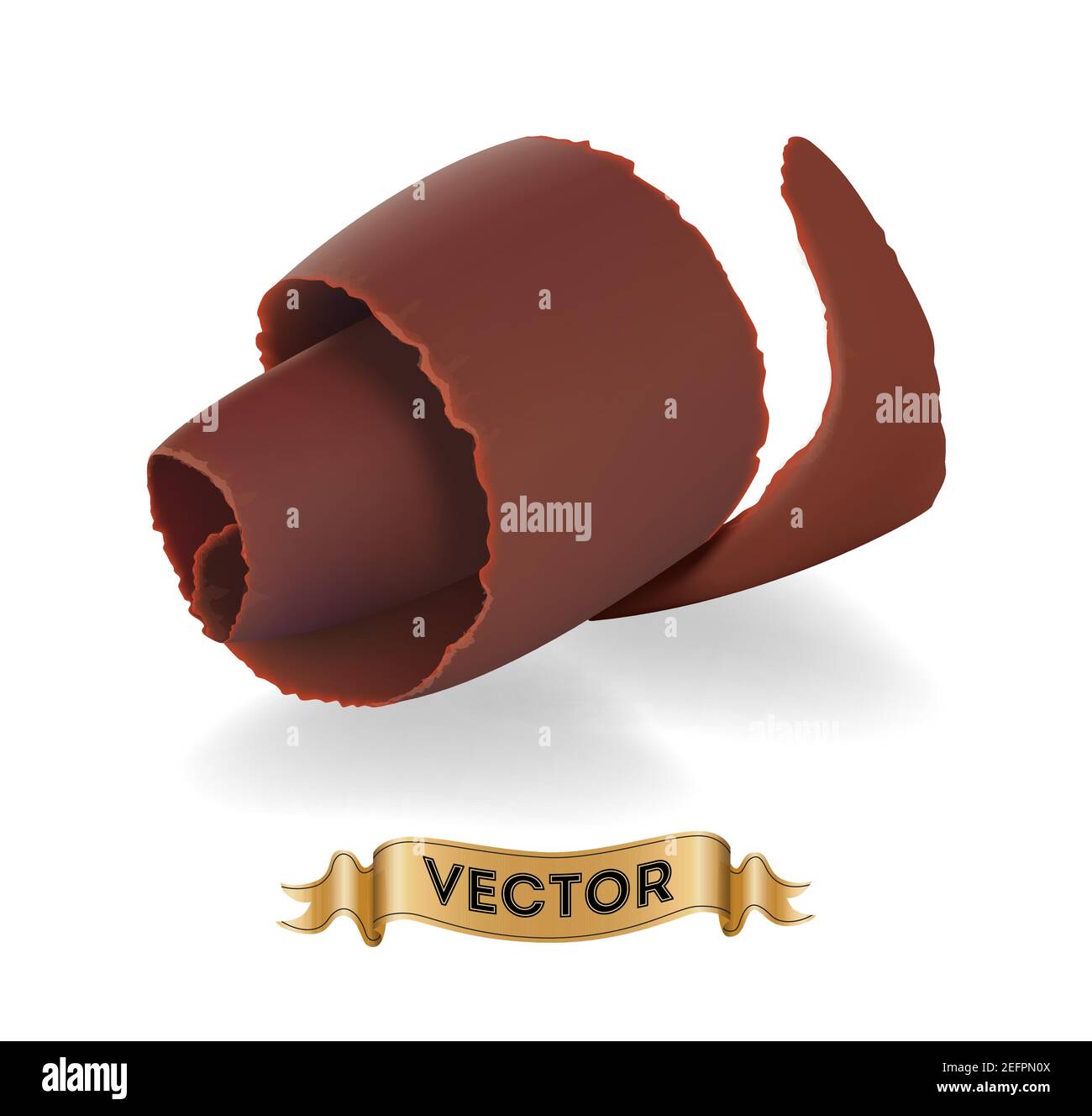 Chocolate shavings on white background, realistic vector illustration close-up Stock Vector
