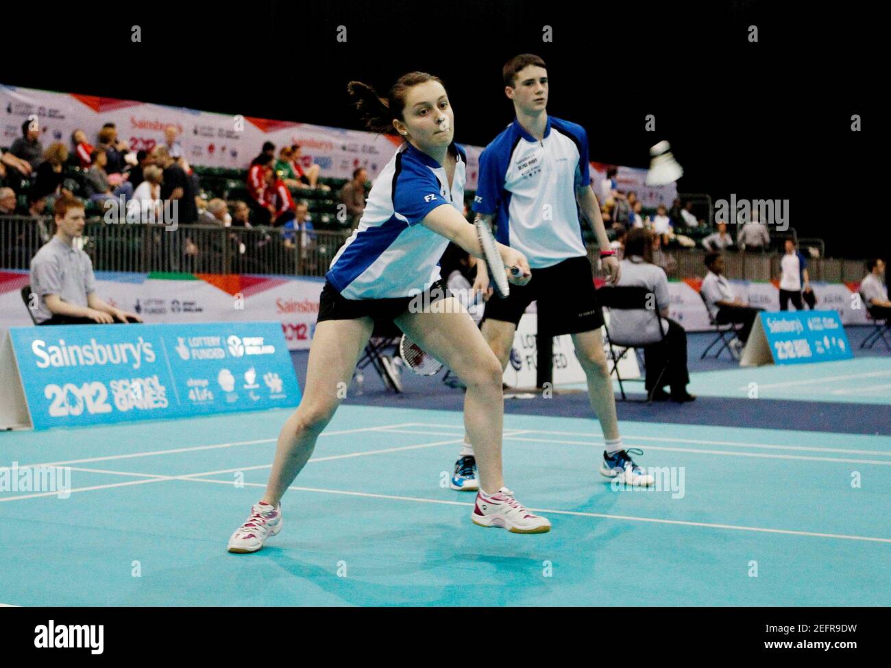 General Sport - School Games - Excel Centre, London - 8/5/12 Heather  MacPherson (L) and Adam Hall of Scotland in action during the Badminton at  the Excel Centre who was competing in