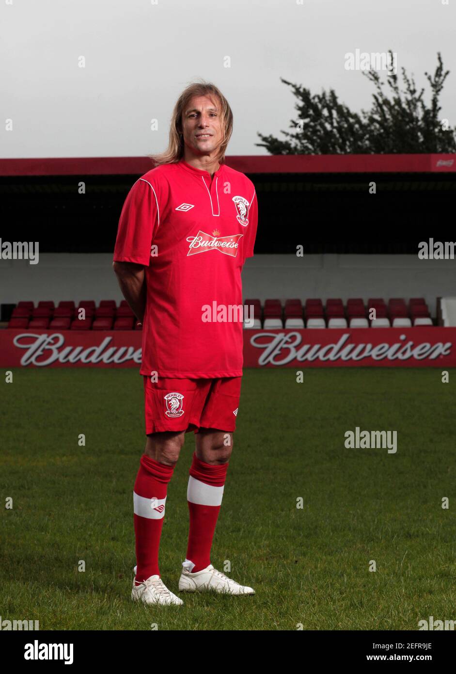 Football - Wembley FC Sign Up Football Legends and Announce Dream On TV  series - Wembley FC, Vale Farm - 21/6/12 Football legend Claudio Caniggia.  Along with Graeme Le Saux, Ray Parlour,