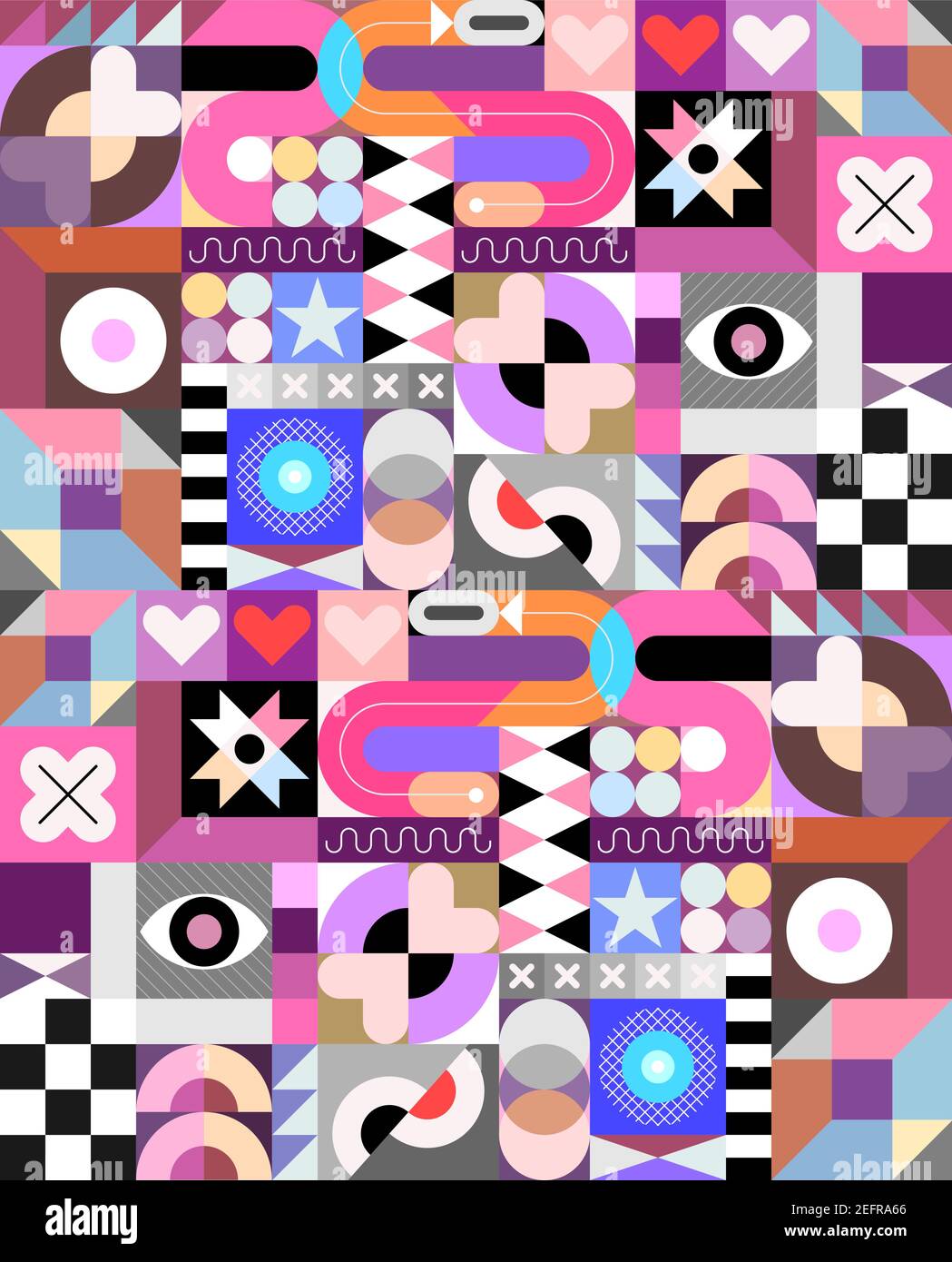 Abstract flat design seamless vector background with different geometric shapes and pattern elements. Stock Vector