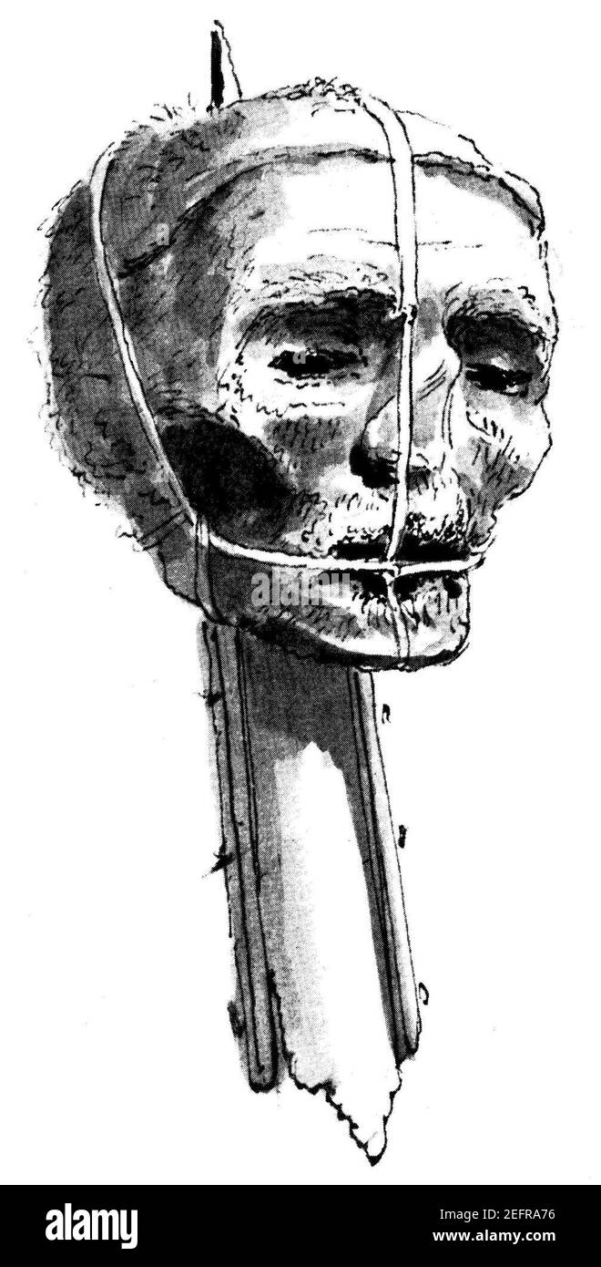 Oliver Cromwell's head, late 1700s. Stock Photo