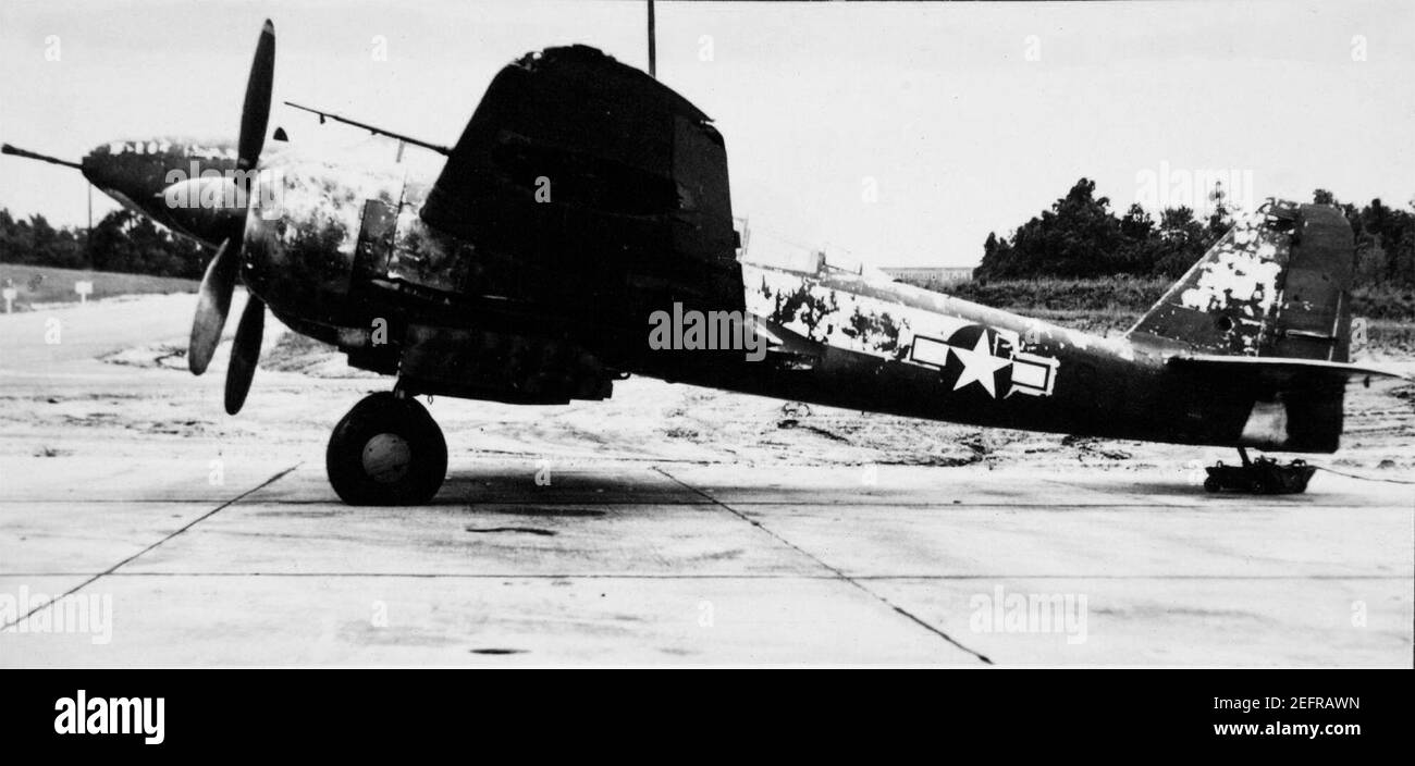 Kawasaki Ki-102 'Randy' heavy fighter captured as a war prize by the United States Army Air Forces following the end of World War II, 1945 Stock Photo