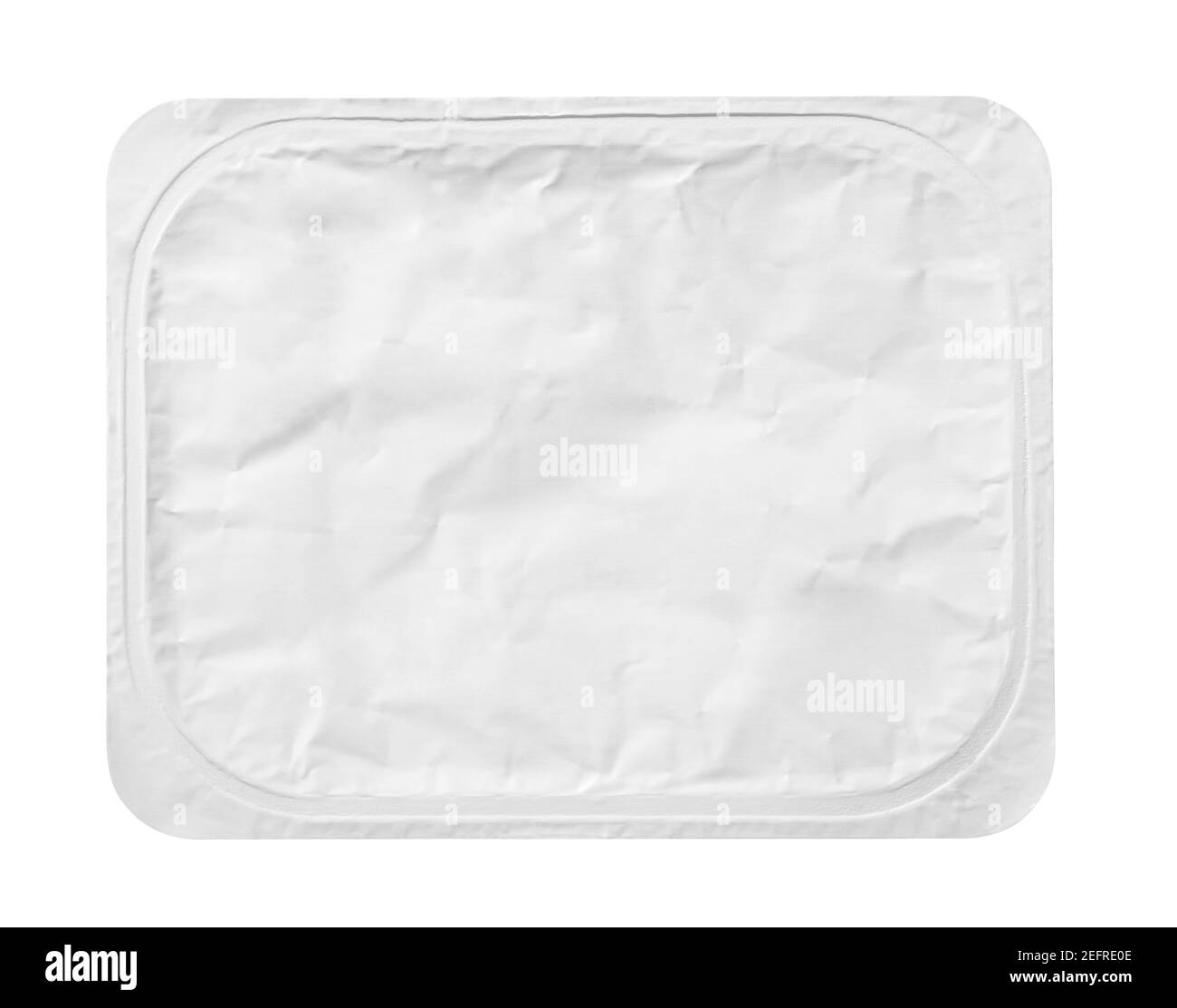 Top view of rectangular aluminum foil cover food tray isolated on white background with clipping