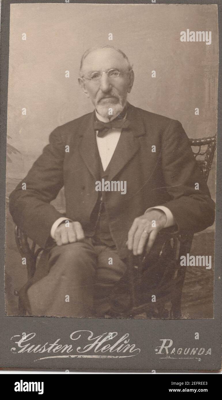 Olof Emanuel Näslund (1829-1906) in an image taken in 1905 in Ragunda, Sweden by Gusten Helin (1200 dpi, 95 quality). Stock Photo