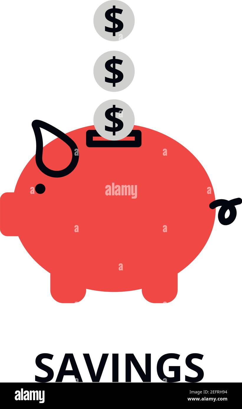 Modern flat editable line design vector illustration, finance savings icon, for graphic and web design Stock Vector