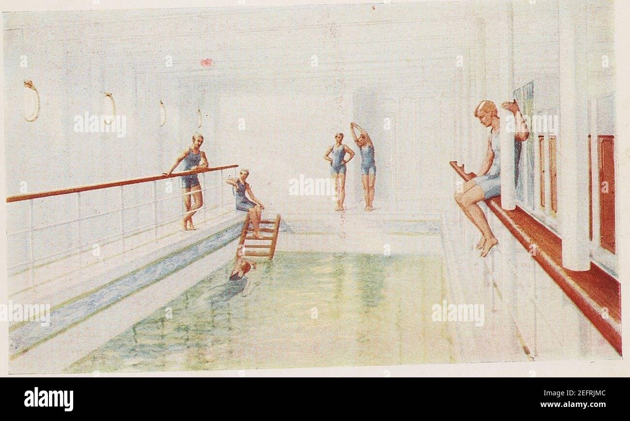 Olympic & Titanic 1st Class Pool Drawing. Stock Photo