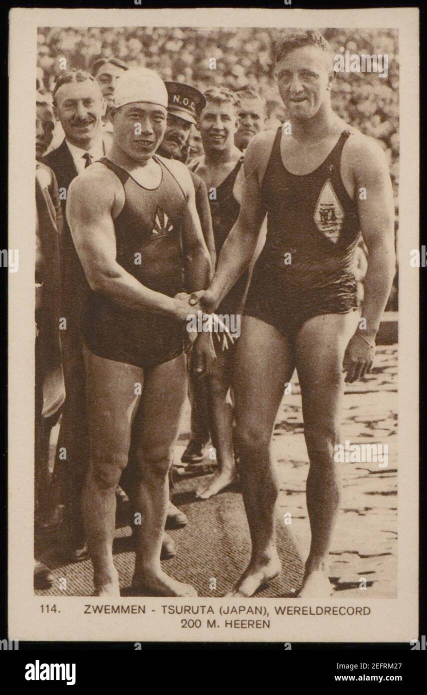 Olympische Spelen. Zwemmen, Tsuruta, wereldrecord 200 meter heren