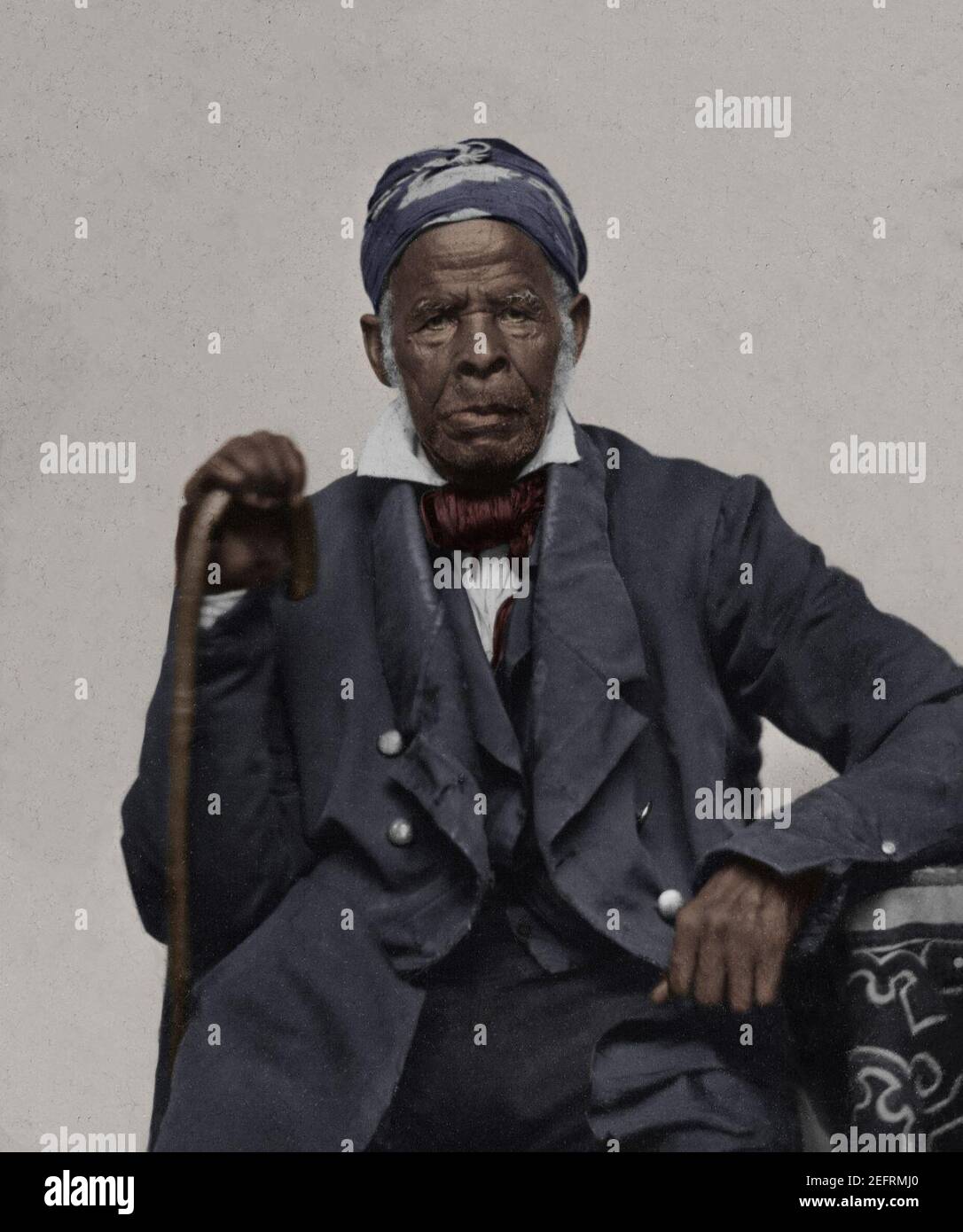 Omar Ibn Said (nicknamed Uncle Moreau) A Slave of Great Notoriety of North Carolina, restored and colourised ambrotype circa 1850. Stock Photo