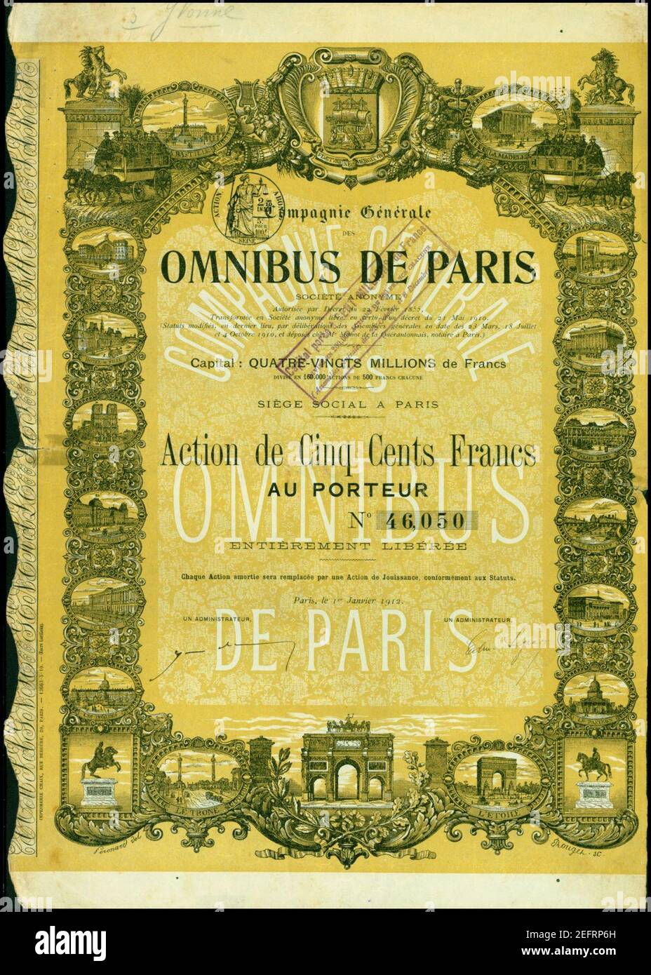 Omnibus de Paris 1912. Stock Photo
