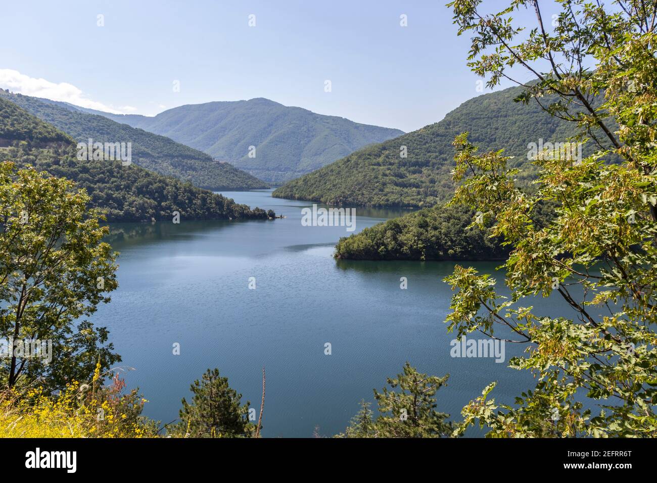 Ladscape of Vacha (Antonivanovtsi) Reservoir, Rhodope Mountains, Plovdiv Region, Bulgaria Stock Photo