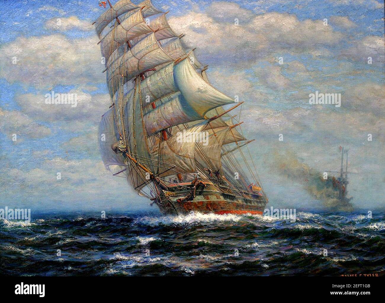 On the High Seas, by James Gale Tyler. Stock Photo
