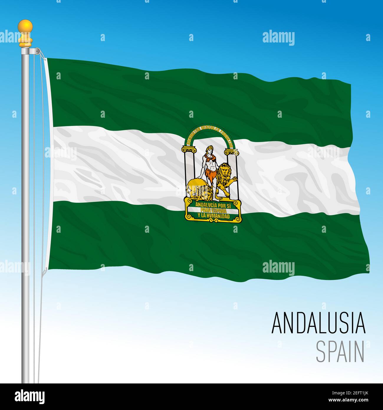 Andalusia regional flag, autonomous community of Spain, European Union Stock Vector