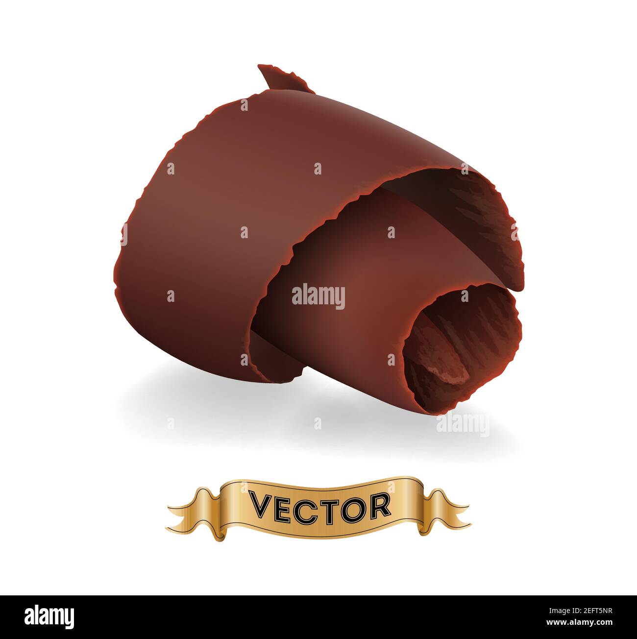 Chocolate shavings on white background, realistic vector illustration close-up Stock Vector