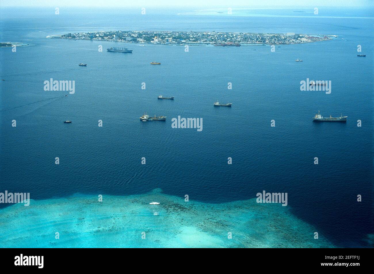 Male Aerial View Maldives 1995 (Photo on photographic film Stock Photo Alamy