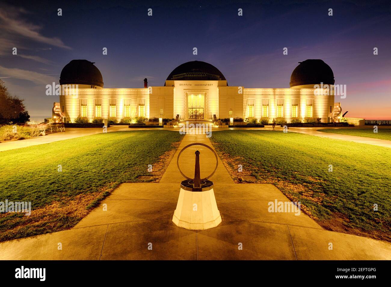 Griffith Observatory Lit Up At Night, Los Angeles, California Stock Photo