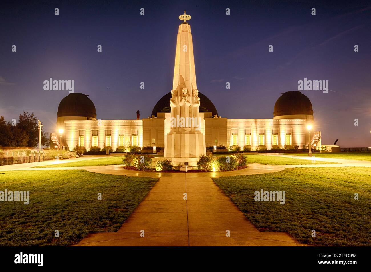 Griffith Observatory  At Night, Los Angeles, California Stock Photo
