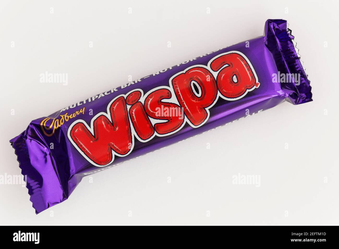 Single wispa chocolate bar on aa white background Stock Photo