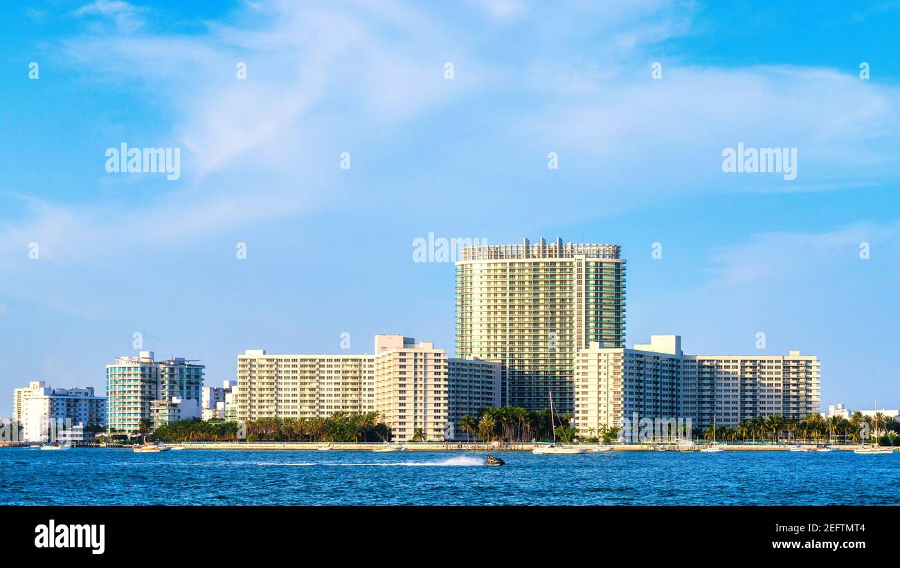 Touring the Biscayne Bay in Miami, Florida, USA Stock Photo