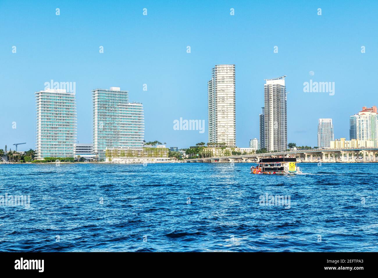 Touring the Biscayne Bay in Miami, Florida, USA Stock Photo