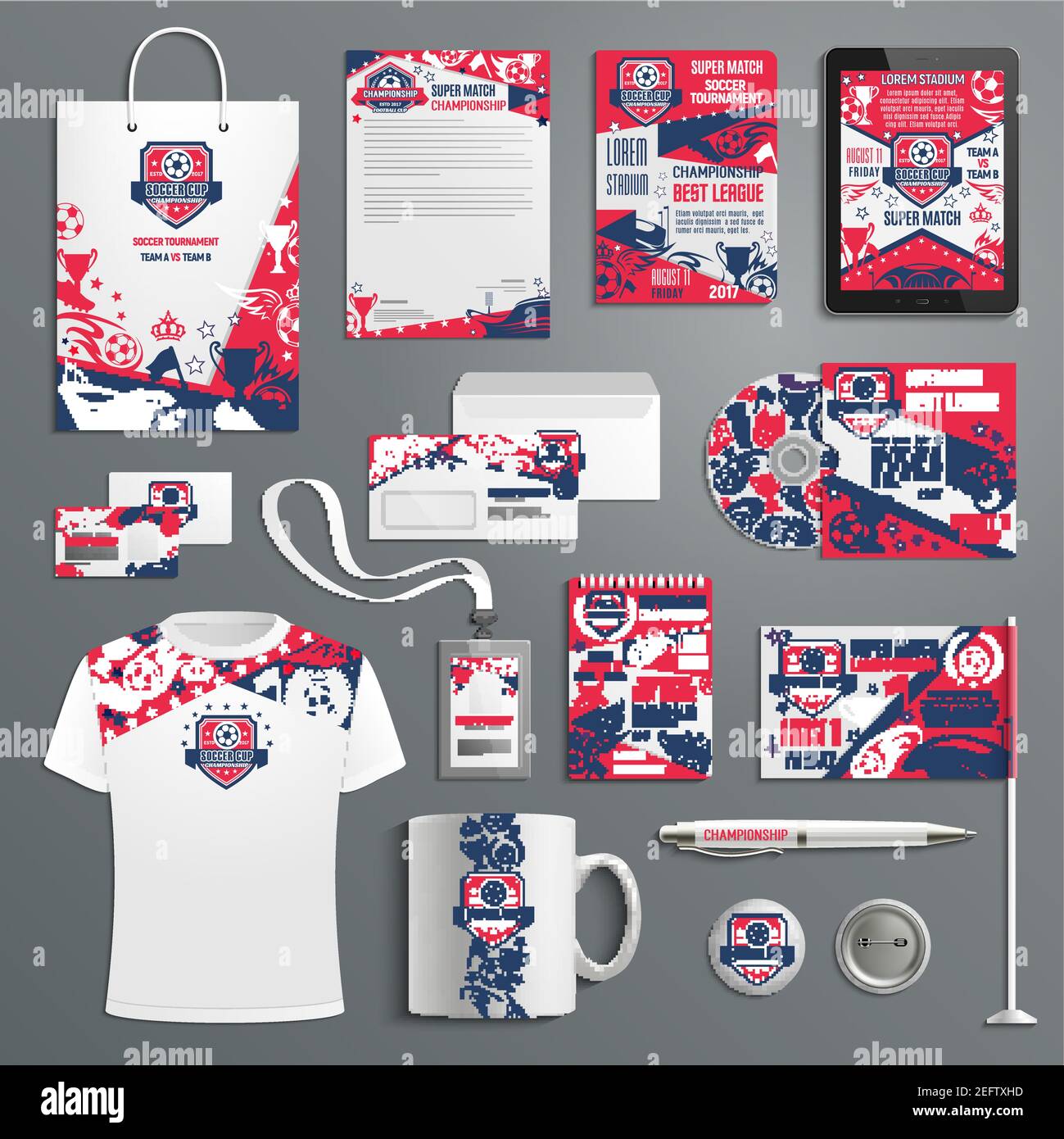 Soccer of football championship advertising promo items templates for