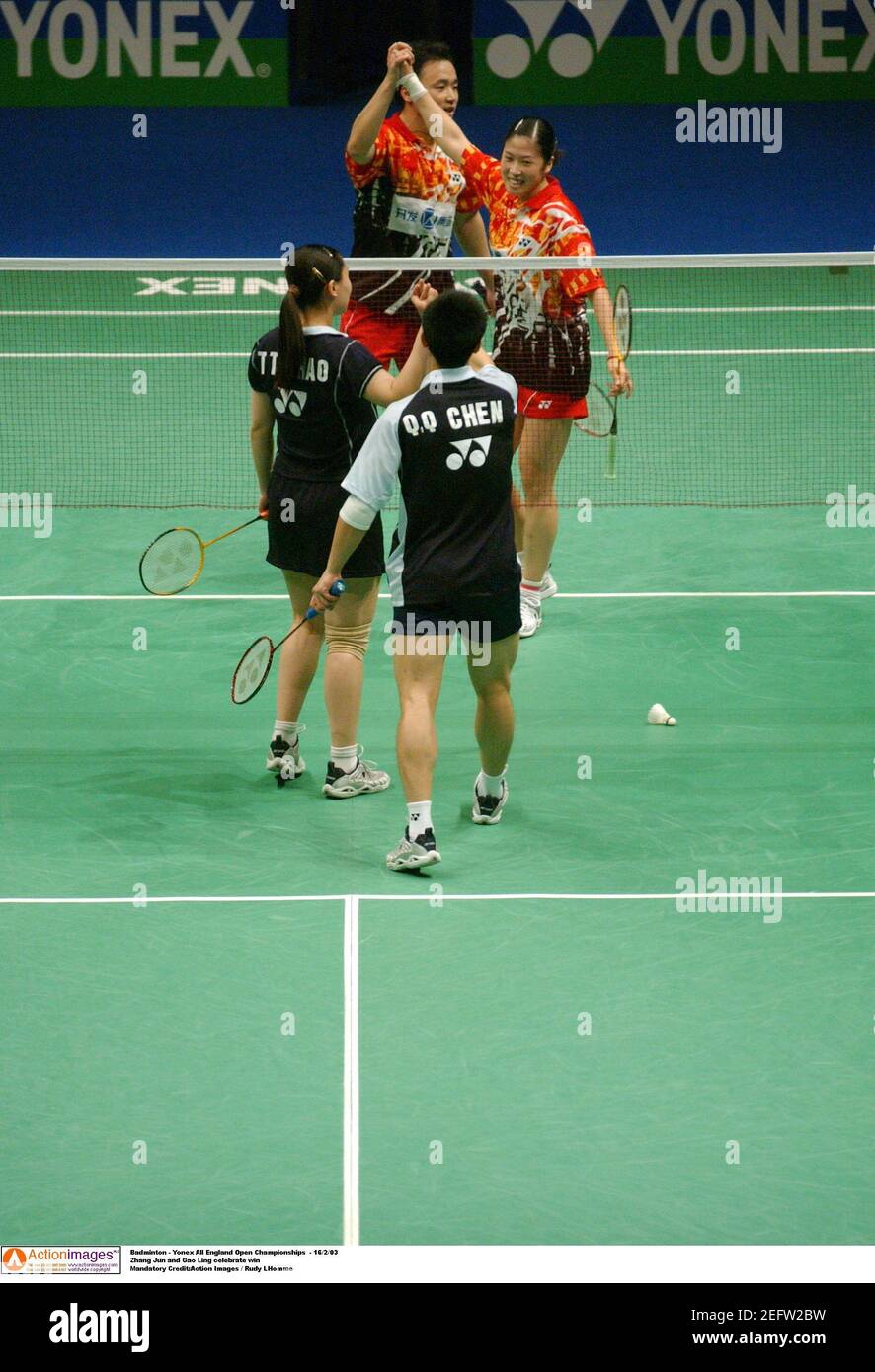 Badminton - Yonex All England Open Championships - 16/2/03 Zhang Jun and  Gao Ling celebrate win Mandatory Credit:Action Images / Rudy LHomme Stock  Photo - Alamy